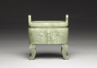 图片[2]-Jade oval incense burner with animal-mask pattern, Qing dynasty (1644-1911)-China Archive